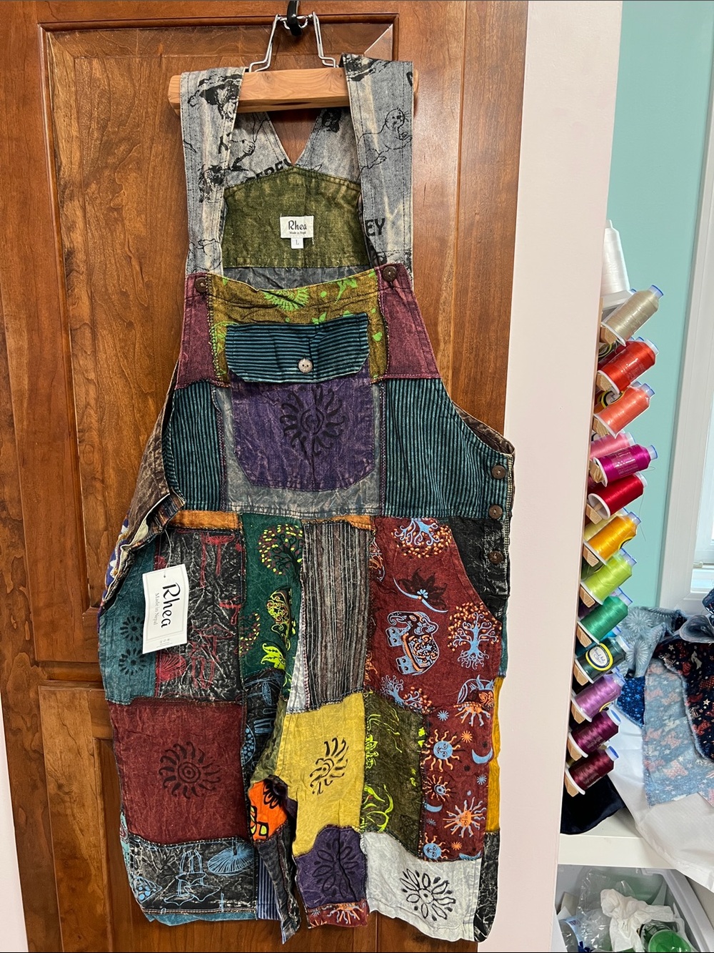 Multicolor Patchwork Boho Overall Jumpsuit